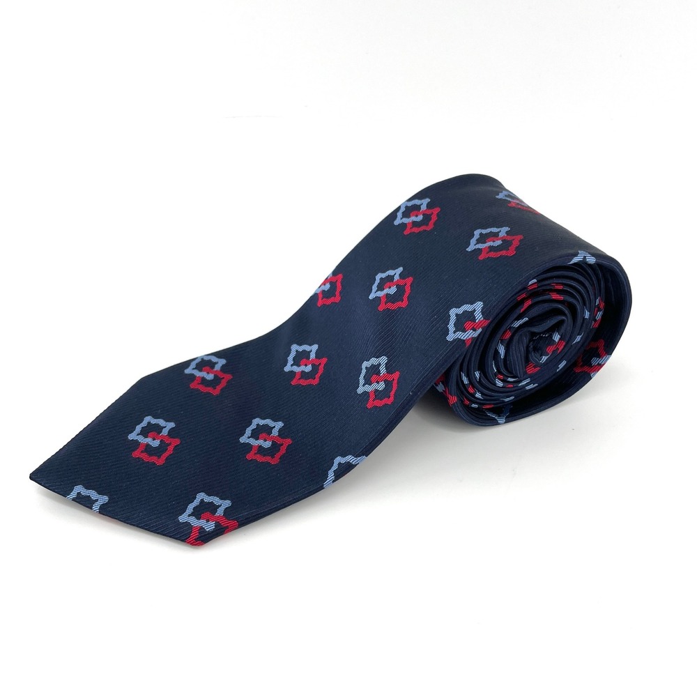Brooks Brothers 346 Mens Navy Blue Geometric Silk Necktie Made in USA‎